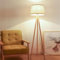 DINGLILIGHTING Wooden Tripod Led Floor Lamp, 3000k Warm White Floor Light, Classic Led Reading Free Standing Lamp for Living Room, Bedside, Study, Office, Floor Lamp with E27 Bulb, Beige Shade