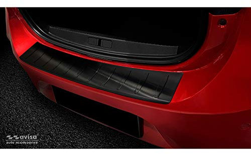 Avisa Schwarz Edelstahl Heckstoßstangenschutz kompatibel mit Opel Corsa F HB 5-türer GS-Line 2019- 'Ribs'