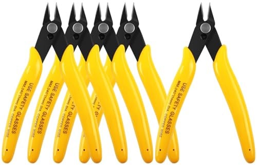 HongWay 5pcs Yellow 5 Micro Flush Cutters for Electronics Crafts