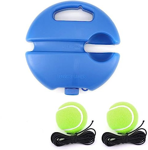 Shamdon Home Collection Tennis Trainer, Tennistrainer Baseboard mit Schnur und 2 Tennisbälle Selbststudium Praxis Tennisball Training Tool für Anfänger, Kinder, Erwachsene (Blau-A)