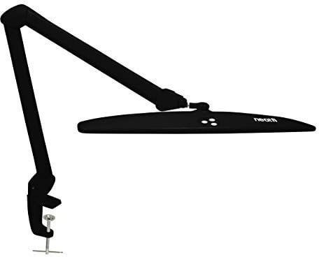 Neatfi Elite HD XL Schreibtischlampe, LED-Bürolampe, unpolare Dimmung, mehrere Helligkeitsstufen, ergonomisches Design (Nicht-CCT mit Klemme, Schwarz, 58 CM)