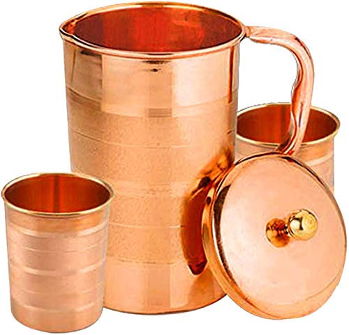 Million Store - Caraffa in rame puro con 2 bicchieri, capacità 1600 ml