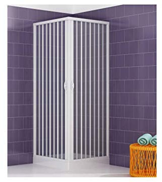 Glasdeals Cabine de douche en plastique PVC avec portes pliantes Blanc 75 x 75 cm Hauteur 175 cm