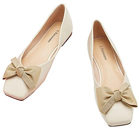 C.Paravano Ballerine Donna | Balletto Piatto Donna | Balletto Piatto Donna | Ballerine Punta | Ballerine Pelle | Punta Quadrata Balletto Piatto Pelle Verniciata (42,Bianco)