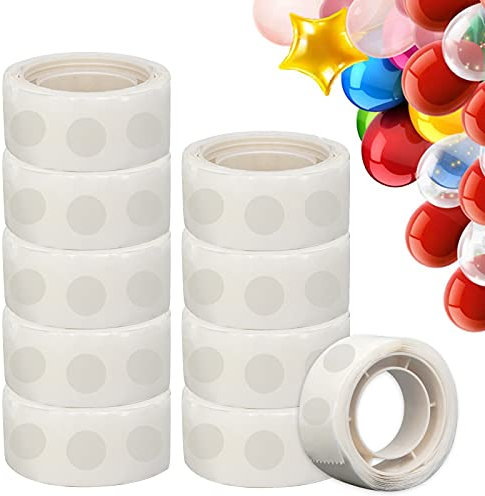 LUCKNIGHT 1000 Pieces Balloon Glue Dots Double Sided Ceiling Adhesive Sticky Dot Tapes Points for Birthdays Wedding Christmas Parties, 10 Rolls (100 Pieces per Roll)