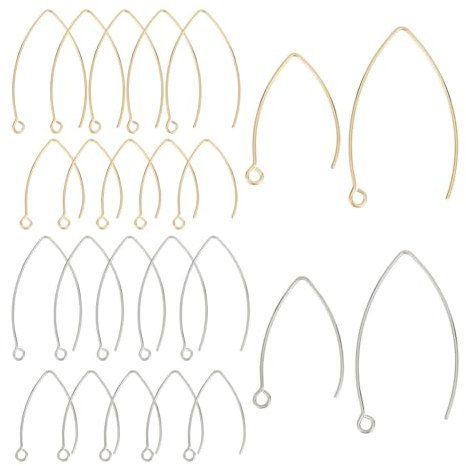 UNICRAFTALE 80 Stk 2 Größen 304 Edelstahl Ohrring Haken DIY Ohrring Zubehör Mit Loch Hypoallergene Ohrhaken Edelstahl Farbe Golden Rohling Ohrring Für Ohrringe Schmuckherstellung Pin 0.9mm
