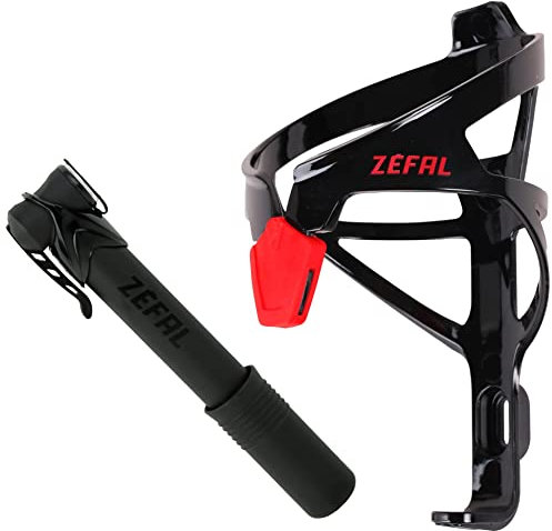 Zéfal Air Profil Micro - Mini Pompe Aluminium vélo de Route - Compacte & Légère, Mixte Adulte, Noir, Taille Unique & ZEFAL Pulse A2 - Porte-bidon vélo très léger - 26g Mixte Adulte, Noir/Rouge