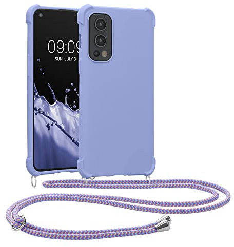 kwmobile Custodia Compatibile con OnePlus Nord 2 5G Cover - Back Case in Silicone TPU - Protezione Smartphone con Cordino - lavanda