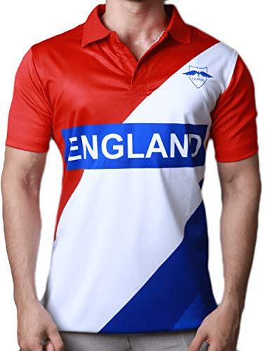 ENG Shirt World Cup Cricket ODI One Day T20 Champions Football Rugby Supporters Fans Polo T-Shirt Jersey, L