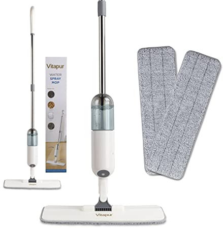 VITAPUR Wischer mit Sprühfunktion I 330 ml Sprühwischer Für Schnelle Reinigung I Spray Mop Mit Sprühdüse I Bodenwischer Sprühfunktion Mit Wassertank Und Zufallsprinzip I 2-Mikrofaserbezug