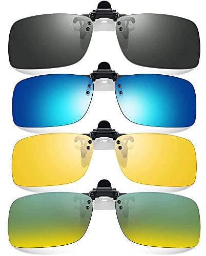 Bestevery 4 Stück Polarisierte Brille Clip, Polarisationsbrille Clip, Sonnenbrille Clip, Randlose Myopie Sonnenbrille, Für Tag Und Nachtsicht, Blendfrei, Passt Über Verschreibungspflichtige Brillen