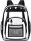 WSNDM Sac à Dos Robuste Transparent en PVC avec Bordure Noire, Sac à Dos Etanche pour Concert, Sport, Stade e Voyage, Petit Imperméable Plastique Sac à Dos Scolaire pour Travail Collège