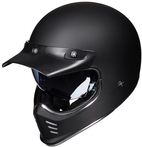 ILM Vintage Motorradhelm Männer Frauen Innenvisier Kompatibel für ATV Cruiser Scooter ECE22.06 Z502,Mattschwarz,S
