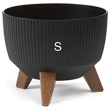 MELTOM Blumentopf Schale mit Füßen Einsatz Kräutertopf Übertopf Pflanzschale Eco Recycled (Schwarz, S - 24 cm)