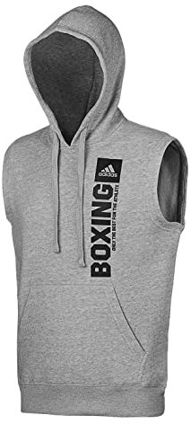 adidas Community Vertical Hoody Sleeveless Boxing, ärmelloser Kapuzenpullover, grau, L
