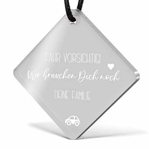 Personalisierter Anhänger Auto Rückspiegel also Autodeko - Autoanhänger mit Wunsch Gravur für Innenspiegel - Dekoration Innenraum - Autospiegel Anhänger - Autodekoration Spiegel Frauen Männer