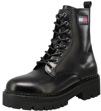 Tommy Hilfiger EN0EN01995 Tamy 1A2 - Anfibi in Pelle Nero BDS Taglia 39