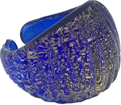 ANILLO DE VIDRIO DE MURANO ANTIGUO VENECIANO, Vidrio, Azul