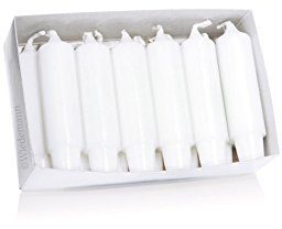 Lampionkerzen Weiß 80 x Ø 20 mm, 12 Stück mit Zapfenfuss/Kerzenfuss