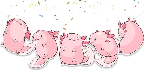 Axolotl Geburtstagsbanner Cute Axolotls Party Supplies | Geburtstagsdekorationen für niedliche rosa Ozeantiere Thema