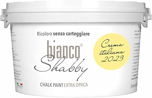 bianco Shabby® Crema Italiana 2023 Peinture à la craie à base d'eau pour toutes les surfaces et parfaite pour les effets décoratifs – Peinture à la craie extra mate (2,5 litres)