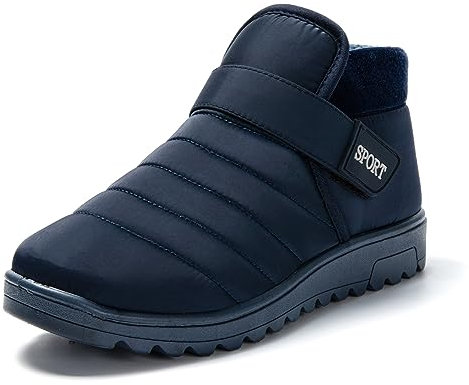 JOMIX Pantofole Donna Stivali Invernali Ciabatte Chiuse Calde da Casa Scarpe Mocassini da Inverno Babbucce Pelose Comode con Chiusura a Strappo Regolabile MD8663-3 (Blu, 37)