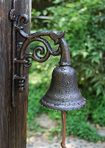 Türglocke Gusseisen Glocke Traditionelle Tafelglocke, Übergroß 11,5cm, Serviceglocken Zur Wandmontage für Den Vorgarten/Die Terrasse/Das Café, Retro-Look