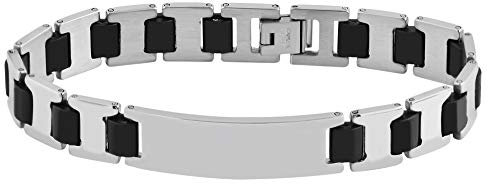Brillibrum Design ID Edelstahl Gliederarmband mit Gravur Armband Silber für Frauen & Männer Schmuck Armband (Mit Gravur, Gliederarmband Modell 6)