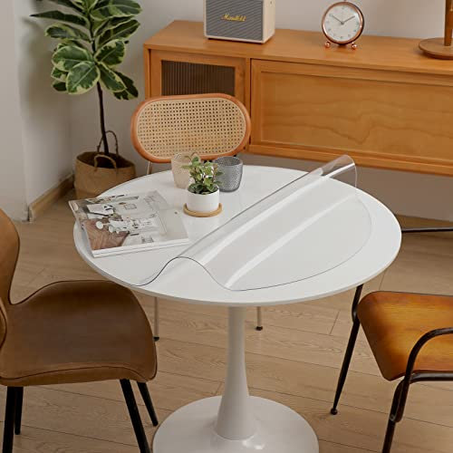 Eralove Mantel PVC Transparente Redondo,plastico Protector Mesa Redonda,Mantel Transparente Mesa 1.5mm,fácil de Limpiar, Cocina, Comedor, Uso Exterior(diámetro de 70 cm)