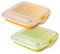 PracticDomus Porta Sandwich y Alimentos ideal Almuerzo o Merienda. Reutilizable, Libre de BPA y Apilable en Nevera. Medida 14 x 14 x 3.6 cm (2X Chica)