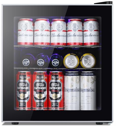 Antarctic Star - Mini refrigerador de 60 latas - Puerta de cristal para refrigerador de bebidas para cerveza y vino - Dispensador de bebidas pequeño frontal transparente extraíble para el hogar, bar