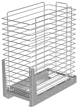 STOLMET Schrankauszug Wäschekorb Schrankkorb mit Vollauszug Wäschebox für Badezimmer Ausziehbar Soft Close System Korbauszug für Wäsche Schrank mit Außenbreite von 50 cm 475 x 557 x 450 mm Silber