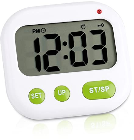Akozon Wecker Vibration, Musik-Vibrations-Digitaluhr, Elektronischer Vibrationswecker, Küchentimer mit Hintergrundbeleuchtung, Mini-Uhr, LCD-Alarm