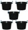 70L Litre Black Heavy Duty Multipurpose Plastic Tub Bucket Planter With Rope Handles Muck Bucket Open-Top Storage Round Utility Tub for Indoor or Outdoor Home Garden - Made In UK (5 QTY, 70 Litre)