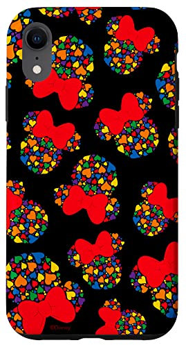 iPhone XR Disney Minnie Mouse Icon Rainbow Hearts Black Case