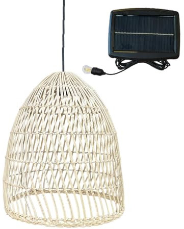 Lumisky Solar-Hängeleuchte PAULO SOLAR aus Natur-Rattan mit Hybridkabel, Netz- und Solarkabel, 5 m Länge