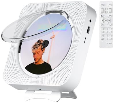 Lettore CD portatile Bluetooth da tavolo per la casa, mini lettore CD carino per bambini, doppio altoparlante integrato e display a LED con telecomando, supporta radio CD/FM/USB/AUX/timer/ripetizione