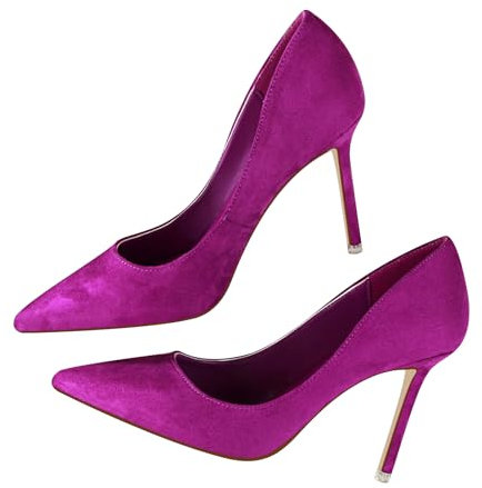 Sexy Tacco A Spillo A Punta Décolleté Donna Classico Ritaglio High Heels Chiuse Davanti 9cm da Matrimonio Ufficio Feste Sexy Scarpe (Viola,37)