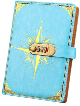 Amagogo Tagebuch mit Schloss, 400 Seiten (200 Blätter), Notizbuch, A5, mit Passwortsperre, Tagebuch mit Schloss, für Teenager, Kinder, Erwachsene, Hellblau