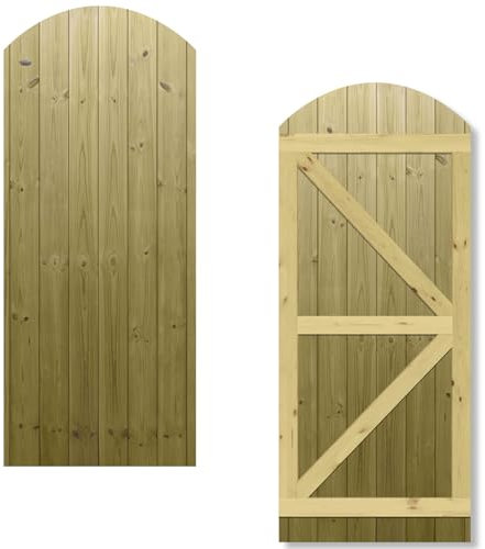 Tongue & Groove Interlocking Fully Framed Arched Top Pedestrian Side Garden Gate Height: 6ft (180cm) x Width: 75 cm Supplied without a Latch or Hinge Pack