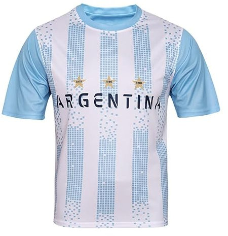 Bolognifi Maillot de football homme coupe Europe/Amérique T-shirt de football sweat Fans Footy demi manches(Argentina,L)