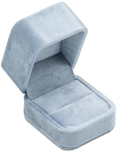 POKOFO Classic Velvet Engagement Ring Box Earring Jewelry Case Gift Box (Light Ocean Blue)