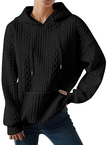 Angxiwan Befristetes Angebot Damen Sweatshirt Hooded Oversize Pullover mit Tasche Oberteile Freizeit Baumwolle Hoodie Vintage Herbst Jacket Fitness Kapuzenpulli Bequemer Leicht Streetwear