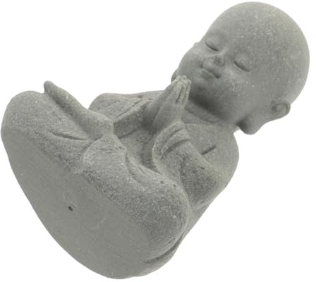 CIYODO Buddha Statue Für Aquarium Und Garten Resin Deko Figur Betender Mönch Stilvolle Aquariendekoration Für Meditationsräume Und Schreibtische Detailreiche Buddha Skulptur