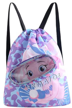EIHI Bolsa de piscina para niñas, bolsa de deporte para niños, mochila de guardería para niñas, bolsa de baile para niñas, bolsa de gimnasio para niñas con compartimento para zapatos, morado, 1 pieza