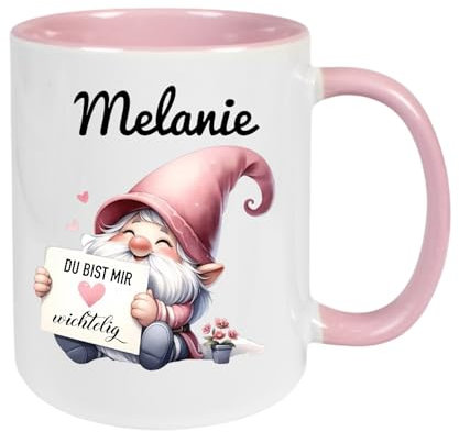 Wichteltasse mit Spruch: 'Du bist mir wichtelig!' rosa – Die perfekte Geschenkidee Tasse mit Wichtel-Motiv