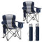 ALPHA CAMP Set of 2 Camping Chairs for Adults Heavy Duty Camping Chair Up to 200 kg Folding Camp Chairs with Cup Holder and Cooler Bag for Outdoor Picnic Fishing, Lightweight and Portable, Blue