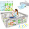 BELLEBEBE - Laufstall Baby - 120x120 cm - Laufgitter Baby mit Matte, 6 Griffen & Tragetasche - Sicher & Werkzeuglos Montierbar - Dschungel Design