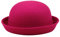 BIISDOST Eleganter Solider Hut für Erwachsene mit aufrollbarer Krempe, Panama-Melone, Fischerhut, Herren-Damen, Klassische Wolle, runde Melone Damenhut Elegant Winter (Hot Pink, One Size)