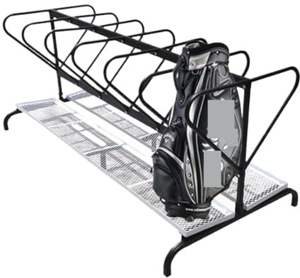 RUVOO Golf Club Accessories Golf Bag Storage Organizer Golf Rack Golf Bag Rack 6-12 Bags Golf Club Double Row Golf Bags Storage Garage Storage Shed Basement